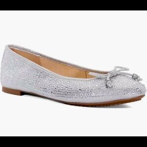 Dune London Women’s Hallis Ballet Flat Silver Diamantes Size EU 39 US 7 1/2 - 8